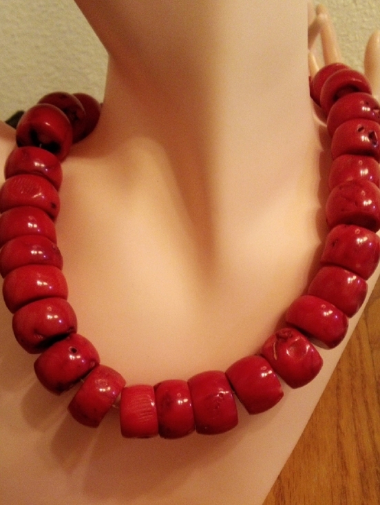 None Other - Bold Red Chunky Bead Necklace - Women Jewelry